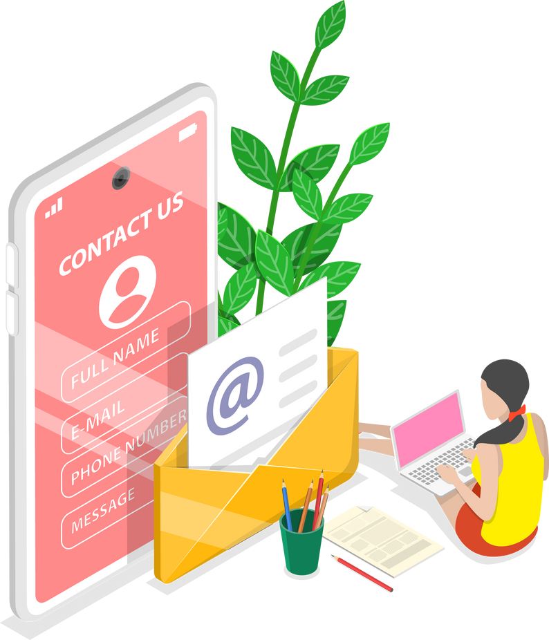 3D Isometric Flat Conceptual Illustration of Contact Us.